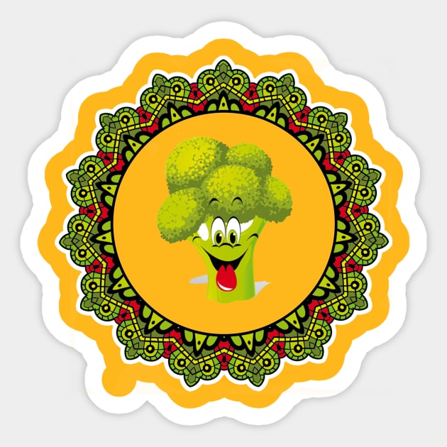 Happy broccoli smile in mandala Sticker by 100meaninglove100